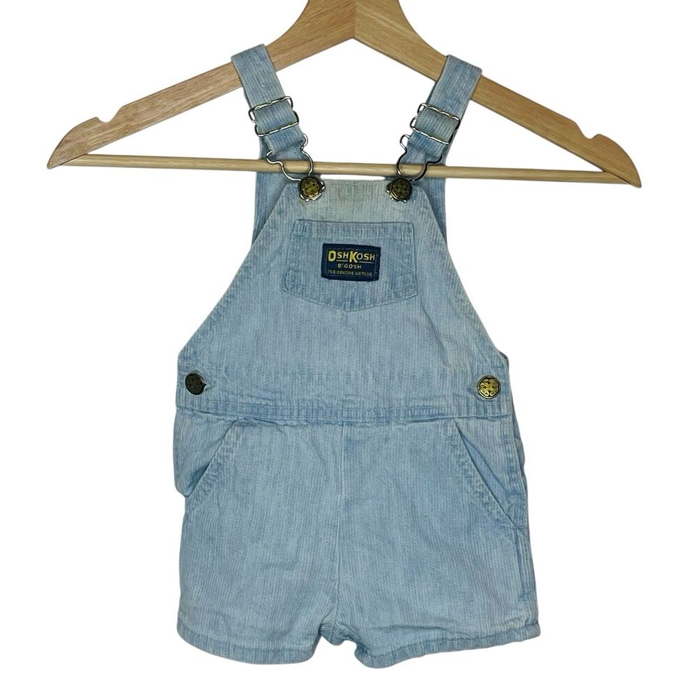 Vtg OshKosh B'Gosh Sz 12 M Vestbak Blue Striped Railroad Overalls Made In USA